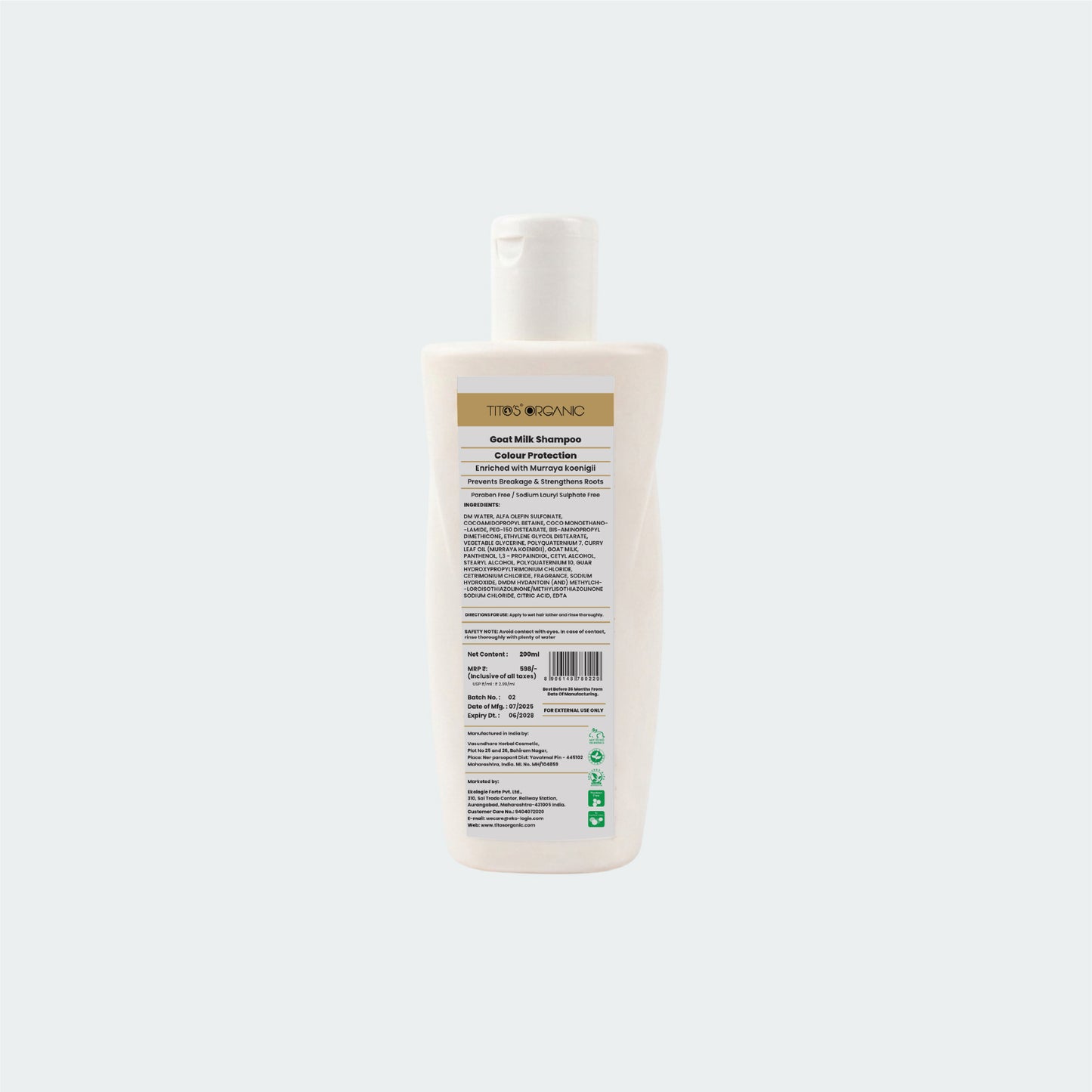 Shampoo bottle with label on a white background
