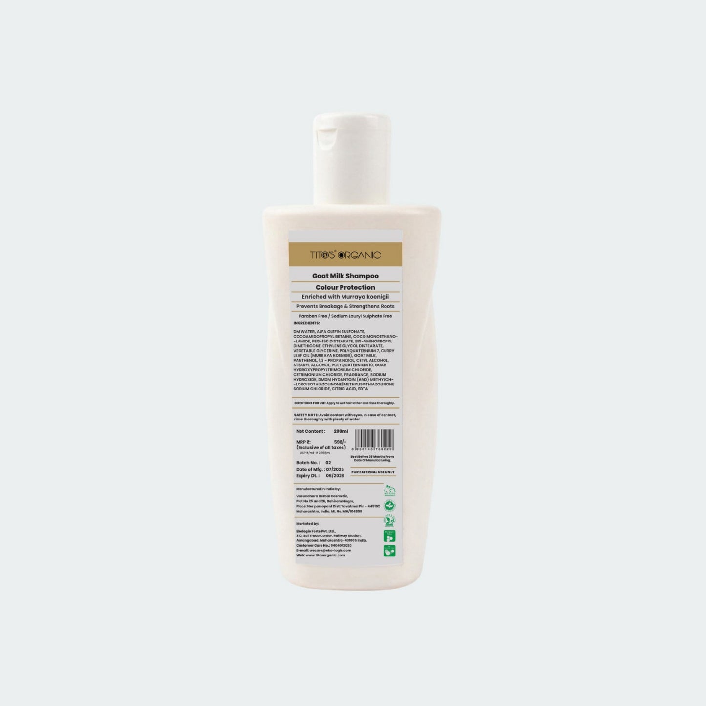 Shampoo bottle with label on a white background
