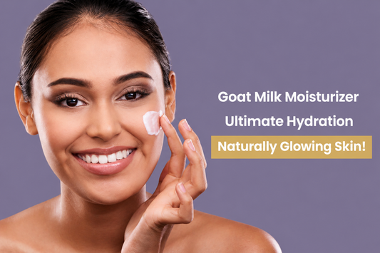 Woman applying goat milk skin moisturizer for deep hydration and naturally glowing healthy skin