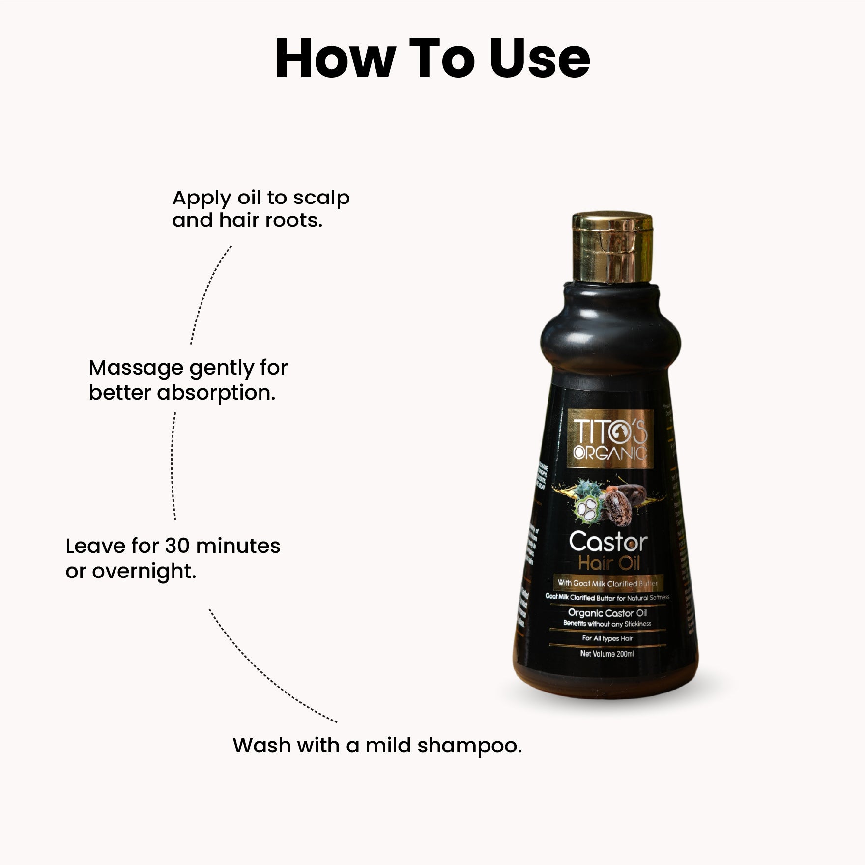 How to use Tito’s Organic Castor Hair Oil for scalp nourishment and healthy hair growth