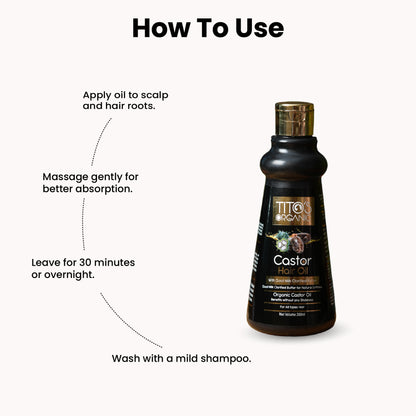 How to use Tito’s Organic Castor Hair Oil for scalp nourishment and healthy hair growth
