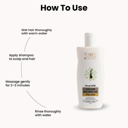 How to use Tito’s Organic Goat Milk Colour Protection Shampoo for color-treated hair care