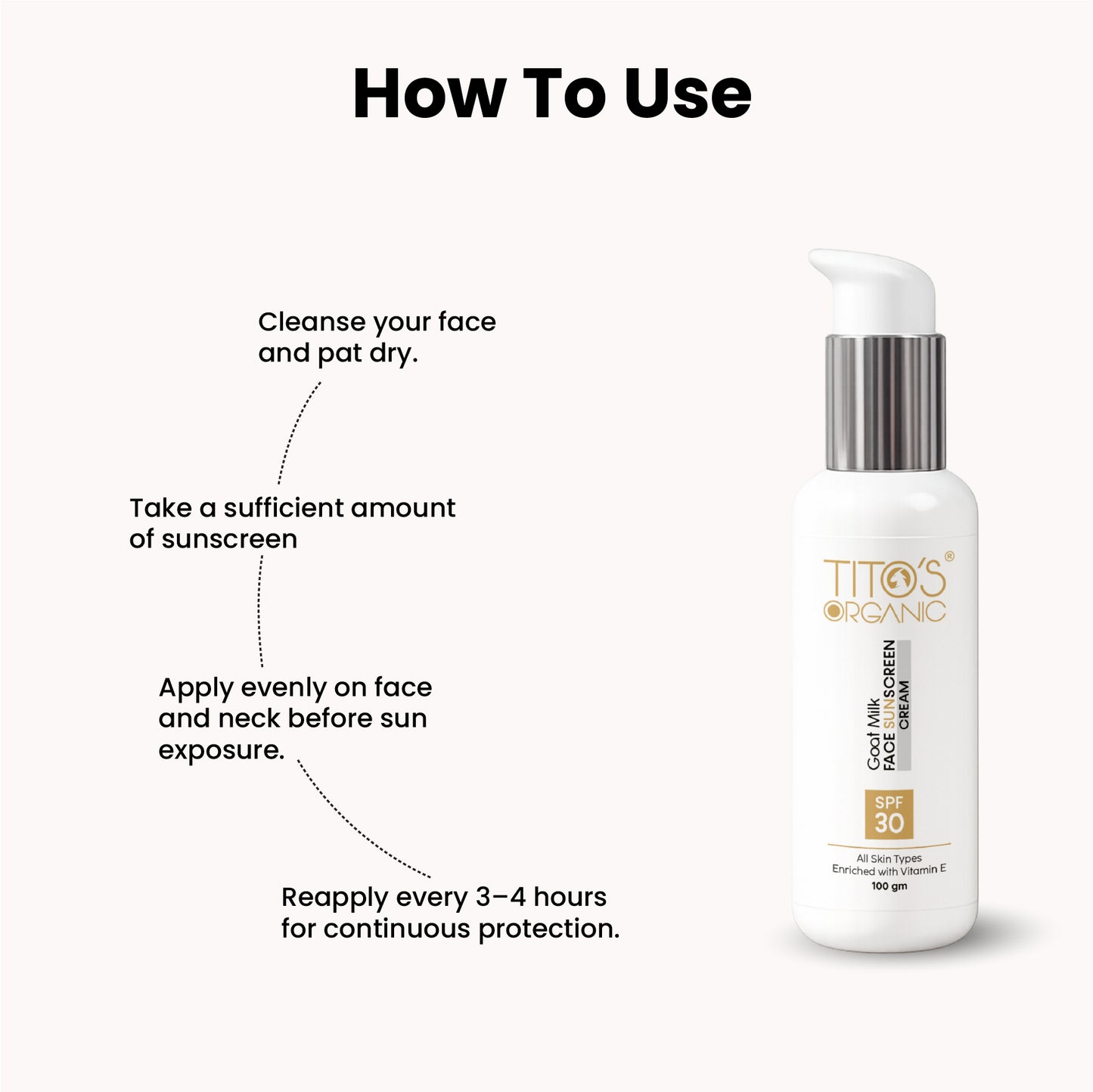 How to use Tito’s Organic Goat Milk Face Sunscreen Cream SPF 30 for effective sun protection