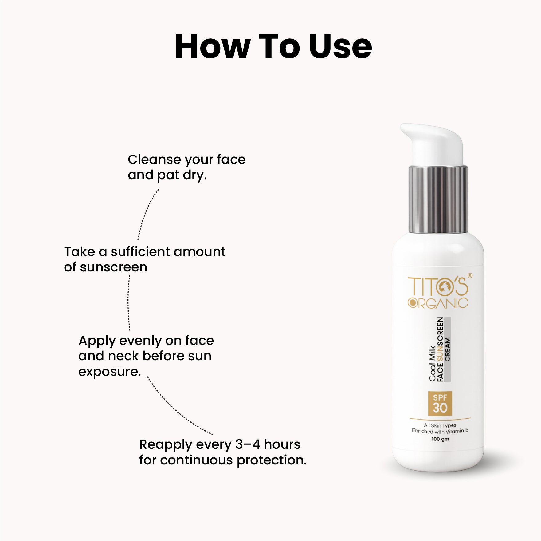 How to use Tito’s Organic Goat Milk Face Sunscreen Cream SPF 30 for effective sun protection