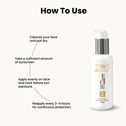How to use Tito’s Organic Goat Milk Face Sunscreen Cream SPF 30 for effective sun protection