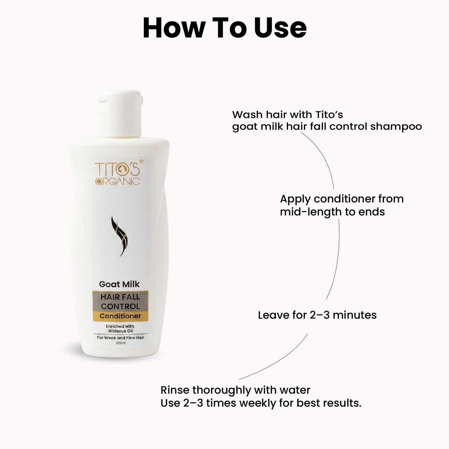 How to use Tito’s Organic Goat Milk Hair Fall Control Conditioner