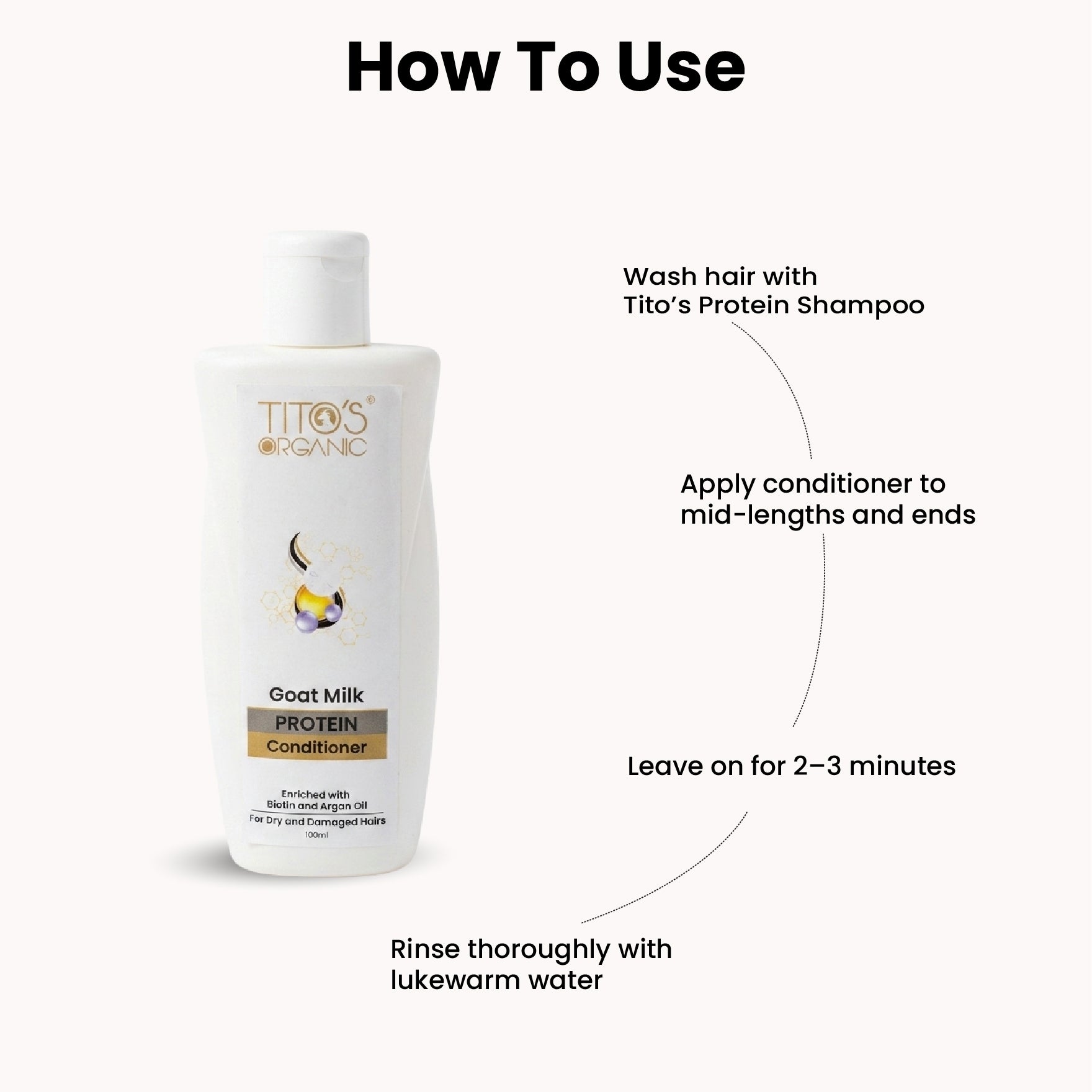 How to use Tito’s Organic Goat Milk Protein Conditioner for dry and damaged hair