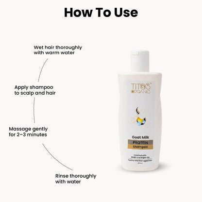 How to use Tito’s Organic Goat Milk Protein Shampoo for dry and damaged hair