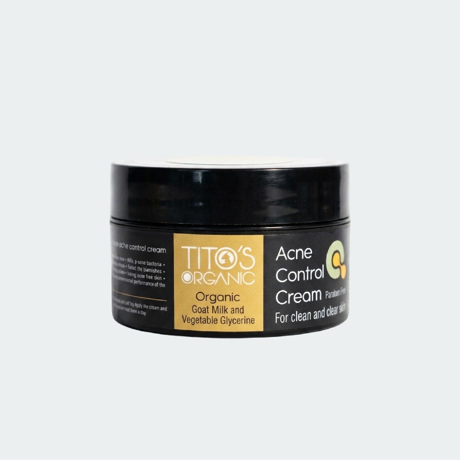 Tito’s Organic Acne Control Cream with goat milk and vegetable glycerine for clear skin front view
