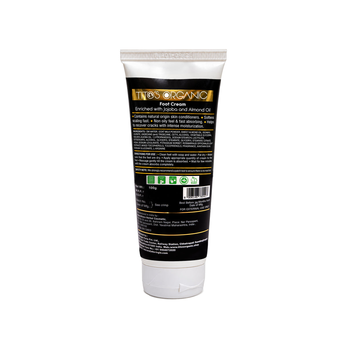 Tito’s Organic Foot Cream 100g – Ingredients, Benefits and Directions for Use