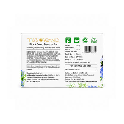 Tito's Organic Goat Milk Black Seed Beauty Bar 75g back view