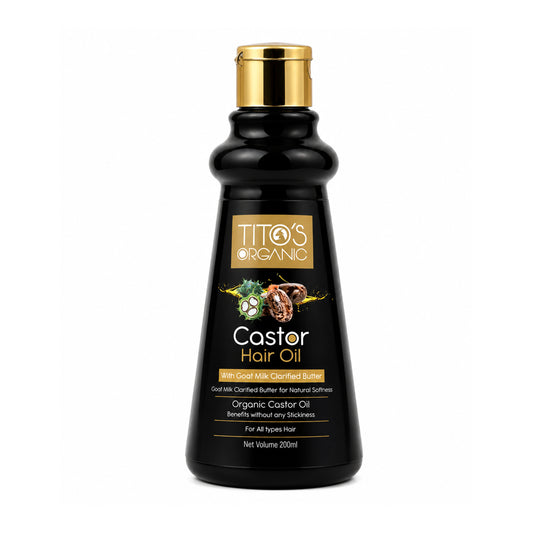 Tito's Organic Goat Milk Castor Hair Oil 200ml Front View