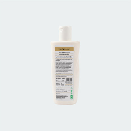 Shampoo bottle with label on a white background