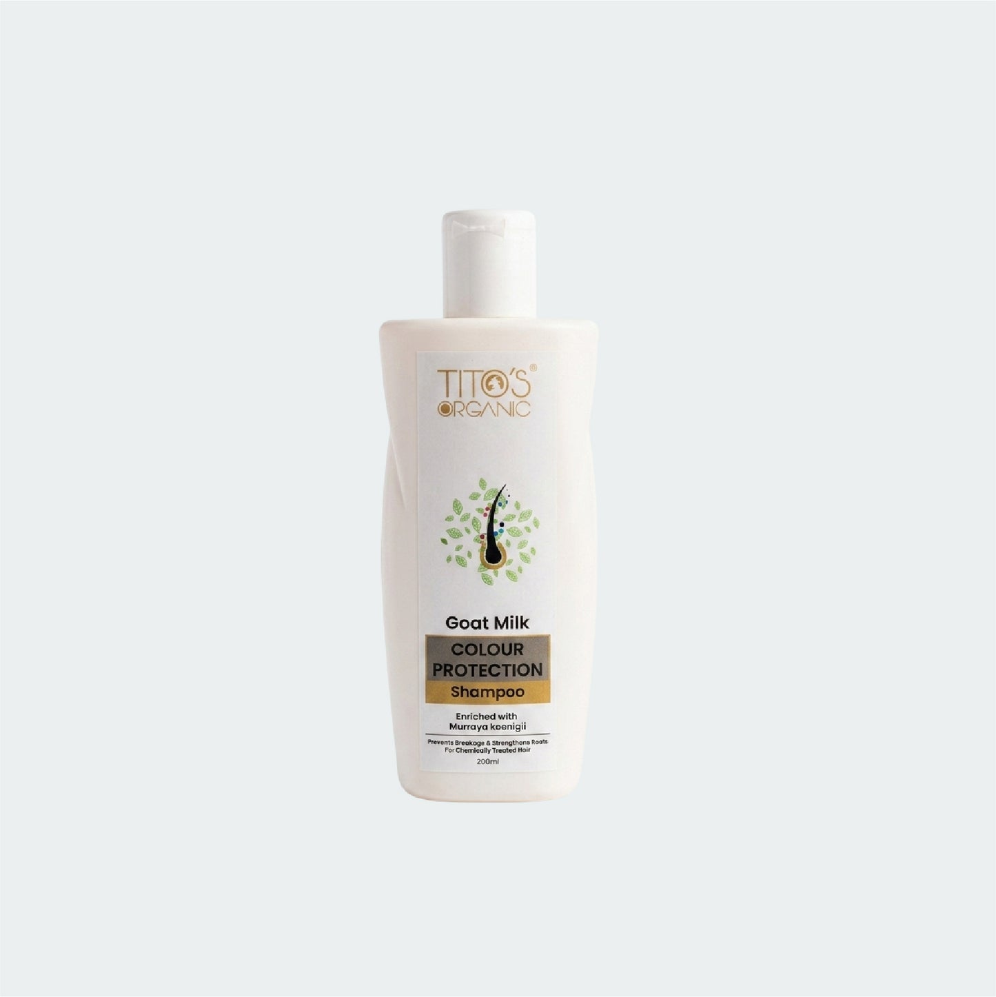 Titos Organic Goat Milk Colour Protection Shampoo bottle on a white background