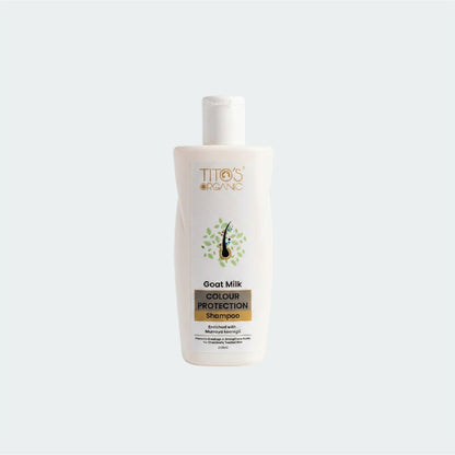 Titos Organic Goat Milk Colour Protection Shampoo bottle on a white background