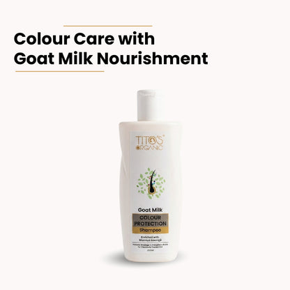 Tito’s Organic Goat Milk Colour Protection Shampoo with curry leaf oil for chemically treated hair, 200ml