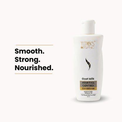 Tito’s Organic Goat Milk Hair Fall Control Conditioner for weak and fine hair, 100ml