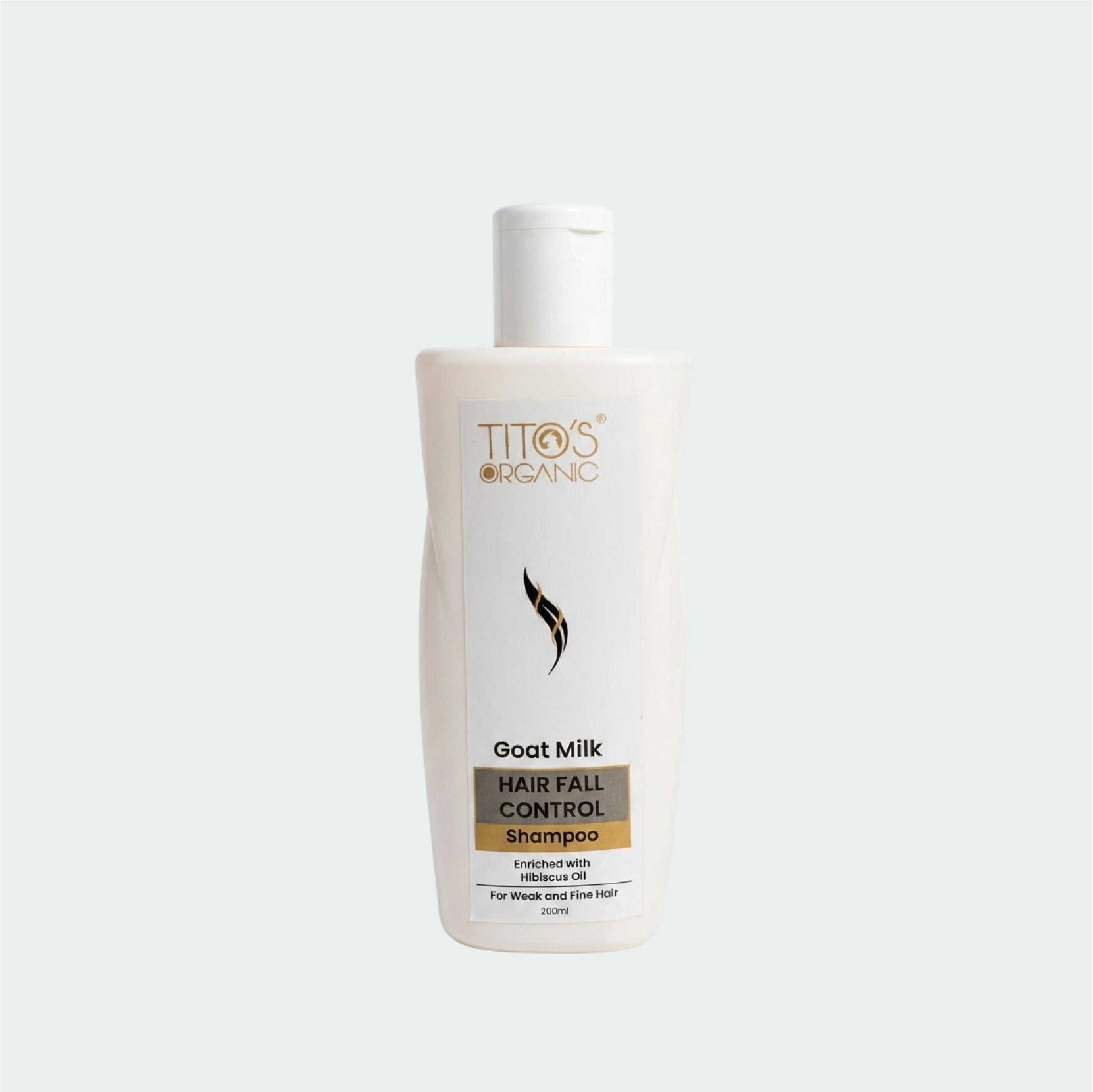 Titos Organic Goat Milk Hair Fall Control Shampoo bottle on a white background