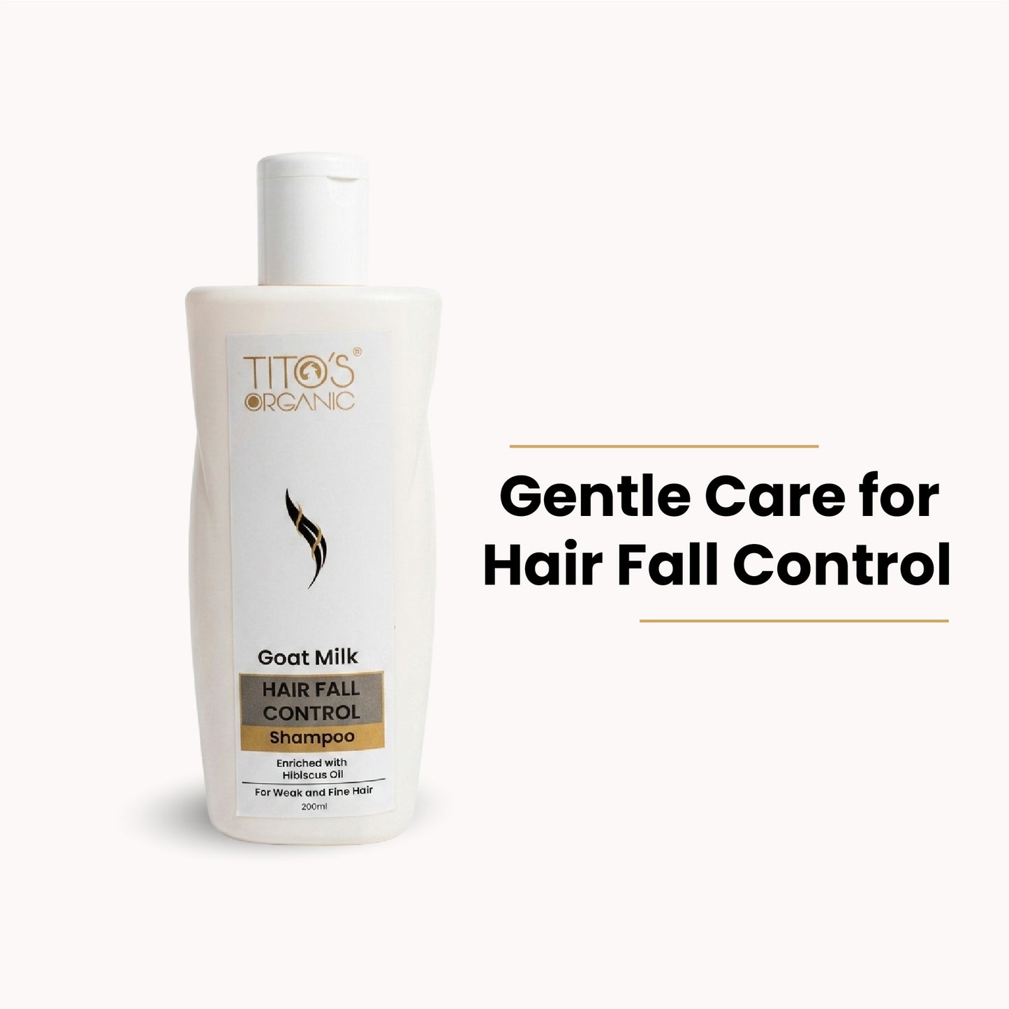 Tito’s Organic Goat Milk Hair Fall Control Shampoo with Hibiscus Oil and Pro-Vitamin B5 for weak and fine hair, 200ml
