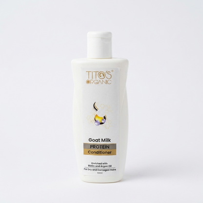 Tito’s Organic Goat Milk Protein Conditioner 100ml enriched with biotin and argan oil for dry and damaged hair