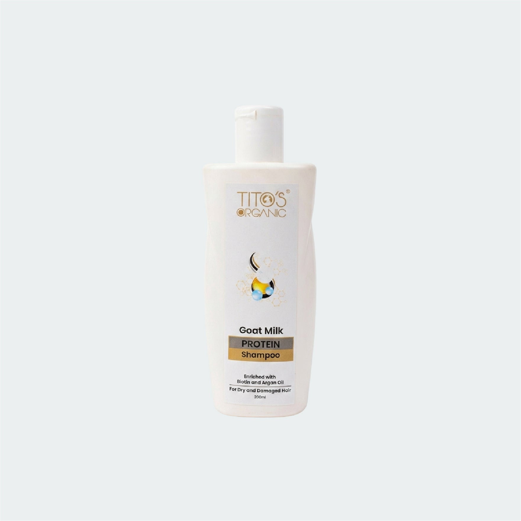 Tito’s Organic Goat Milk Protein Shampoo 200ml enriched with biotin and argan oil for dry and damaged hair