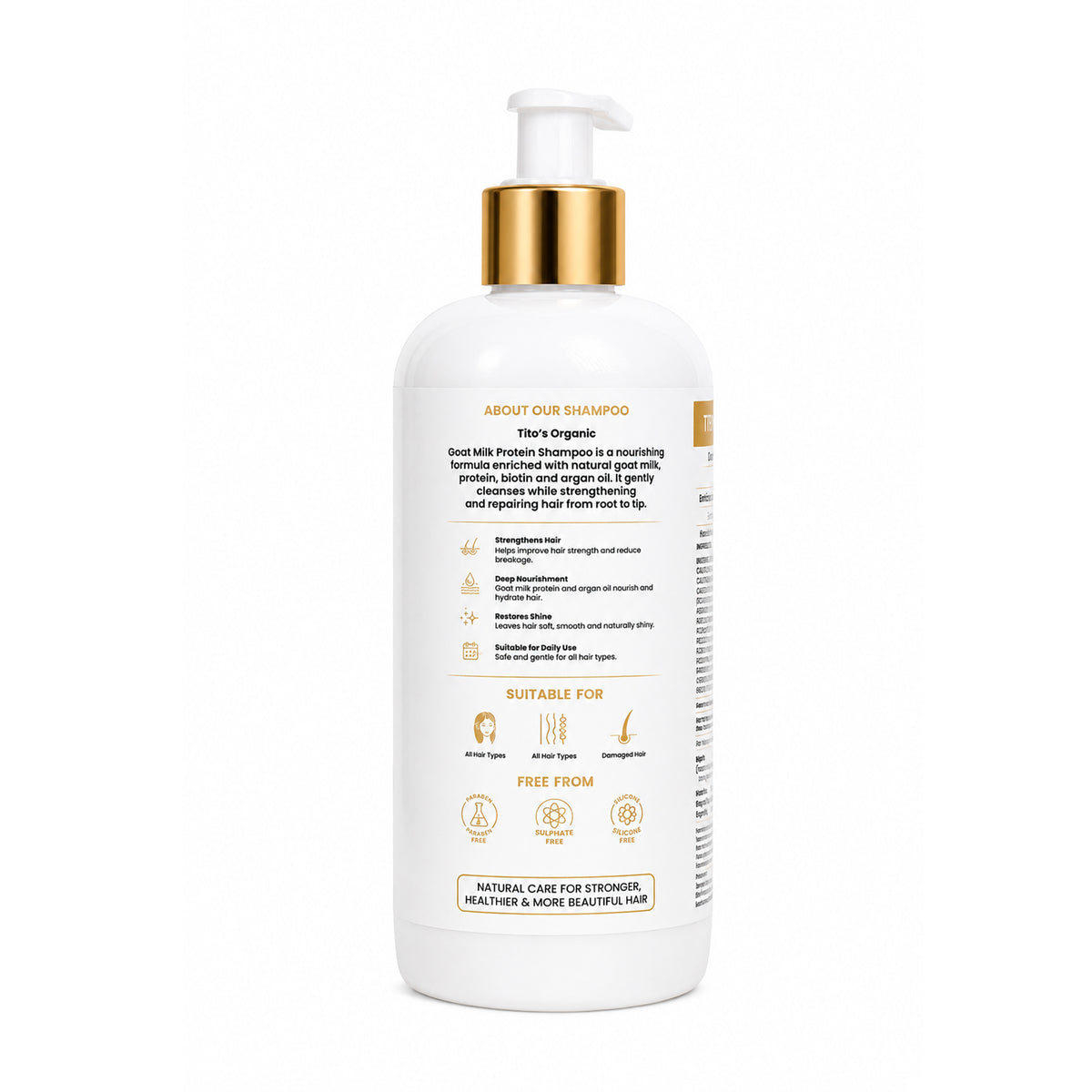 Tito's Organic Goat Milk Protein Shampoo 200ml side view