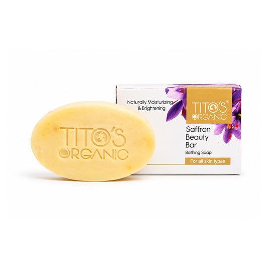 Tito's Organic Goat Milk Saffron Beauty Bar 75g with bar