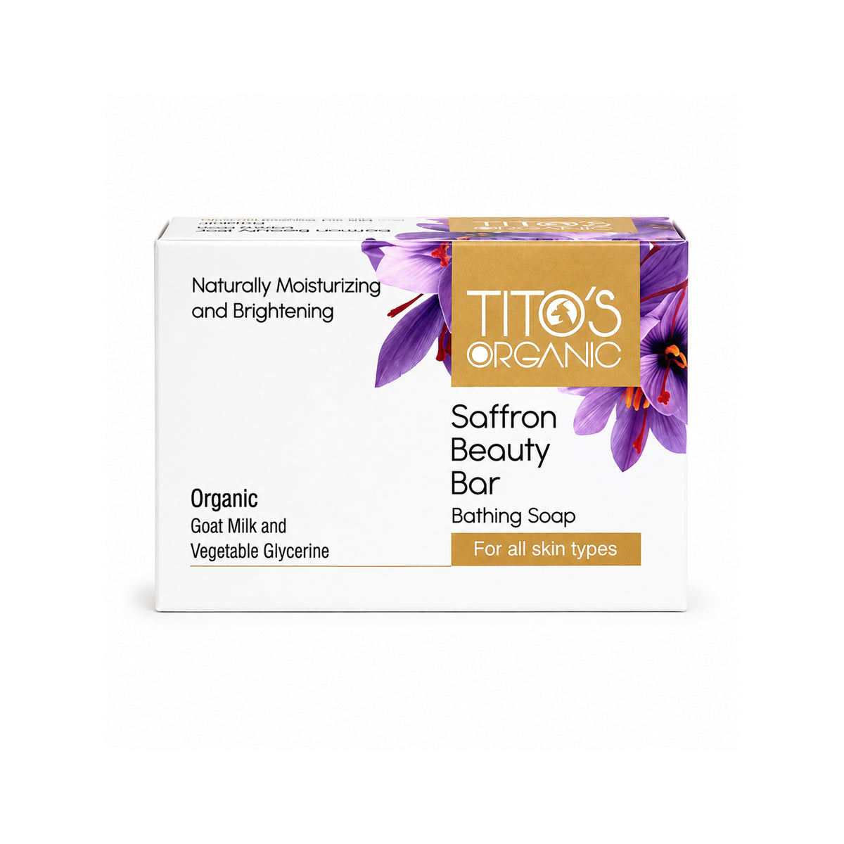 Tito's Organic Goat Milk Saffron Beauty Bar 75g front view