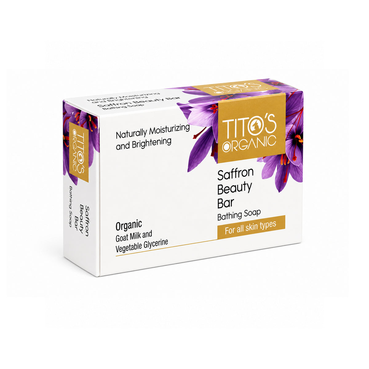 Tito's Organic Goat Milk Saffron Beauty Bar 75g side view