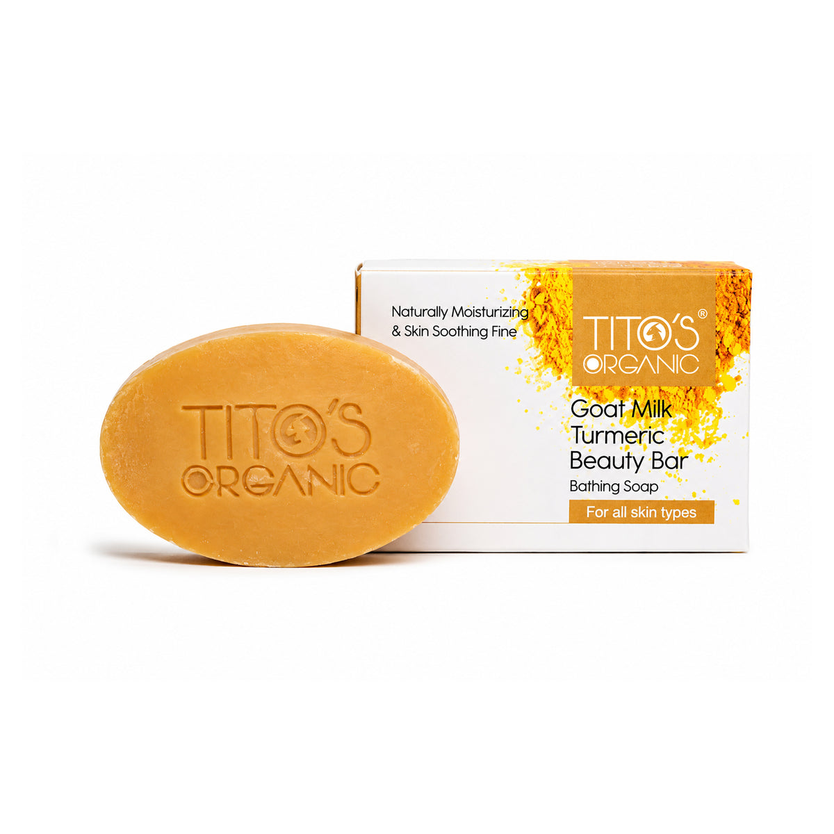 Tito's Organic Goat Milk Turmeric Beauty Bar 75g with bar